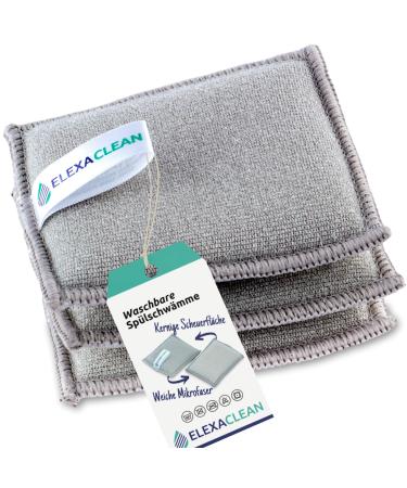 Elexaclean flush sponge pot cleaner sponges (3 -series set 10x8 cm gray) washable to reuse with microfiber 3 Set 10x8cm (small)
