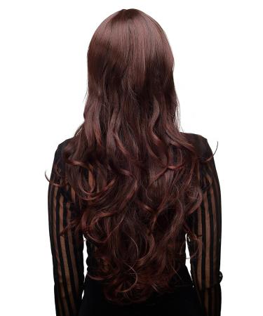 WIG ME UP Dark Brown & Mahogany Wavy Long Wig with Bangs - 65 cm Ladies Wig H9101-2T33 | International Shipping Available - Buy Online on SooperMarket.com