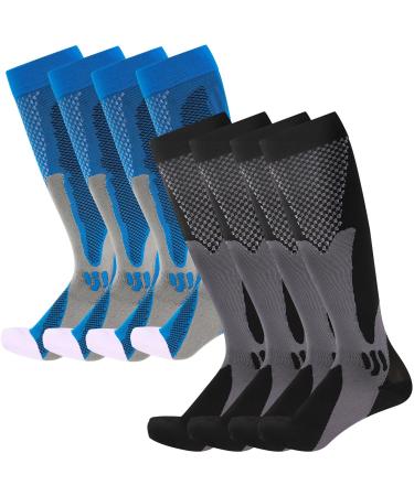 Utensilo 4 pairs of compression stockings for women and men 15-25 mmHg support stockings sport compression socks with elastic compression socks for jogging sport running (EU size: 39-46)