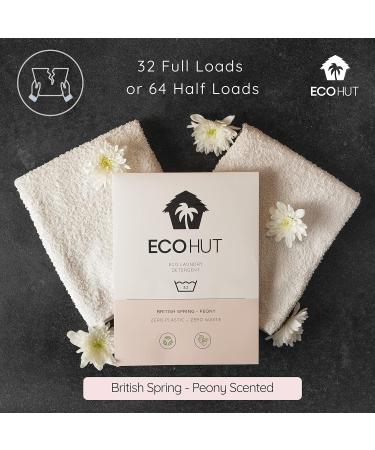 EcoHut Laundry Sheets - Non Bio Laundry Detergent Sheets - 32 to 64 Loads- Laundry Sheets Detergent - Eco Laundry Detergent UK - Travel Laundry Detergent - Laundry Strips Peony 32 Count (Pack of 1) - Buy Online on SooperMarket.com