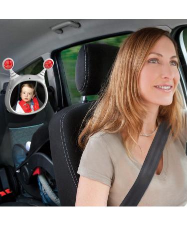 Benbat Oly Active Baby Car Mirror | Shatter-Proof, Rear Facing, Entertaining & Soothing | Adjustable Headrest Mirror with Remote Control - Grey - Buy Online on SooperMarket.com