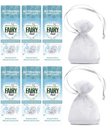 Fairy Fresh in Wash Scent Booster Beads Almond Milk & Manuka Honey Scent 6Pk 6 x 176gr + Our Gift for You: 2 x Organza Bag Size: 9x7x0.1cm
