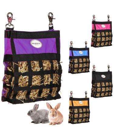 Majestic Ally Guinea Pig Hay Feeder Rabbit Hay Feeder Premium Quality Highly Durable Nylon Three Side Open Slow Feed Hay Bag for Small Animals 5 Lovely Colors (Purple)