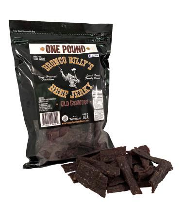 Bronco Billy's Beef Jerky Old Country One Pound Resealable Bag