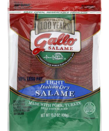 2 x 15.2oz Gallo Italian Dry Salame Light 55% Less Fat Deli Thin Sliced