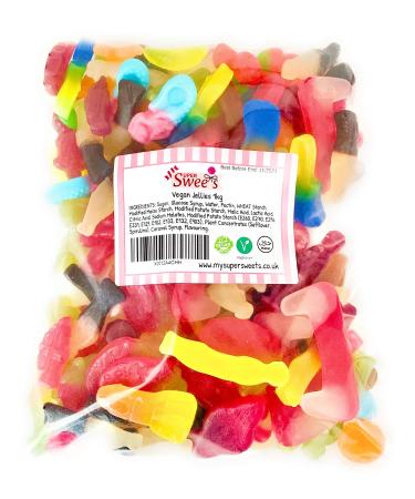 Super Sweets Vegan Jellies 1kg Premium Vegan Jelly Sweet Mix No Fizz Jellies With a Variety of Mouthwatering Fruity Flavours