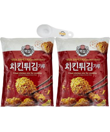 Baeksul Frying Mix Powder For Chicken 1kg - Pack of 2 with World Food Shop Scoop - Crispy Chicken Coating Convenient Duo for Home Cooking Versatile Kitchen Essential