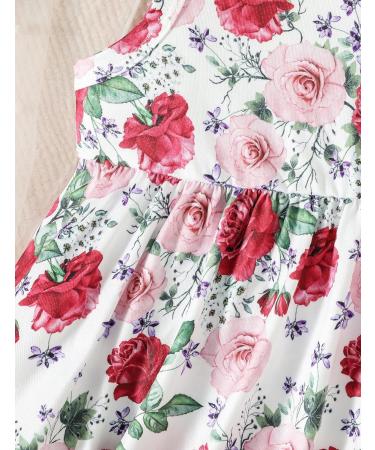 Puseky Toddler Girl Floral Print Sleeveless Dress and Ribbed Cardigan Coat Set - Wine Red (4-5 Years) - Buy Online on SooperMarket.com