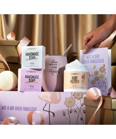 Relaxing Spa Gift Set for Women | Self Care Kit with Handmade Soap Bath Bomb & Wine Tumbler | Unique Birthday Gifts for Mom Friends & Her - Buy Online on SooperMarket.com