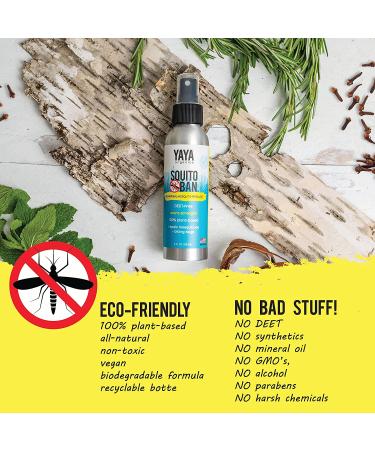 Squito Ban Mosquito Repellent Spray by Yaya Organics | All Natural, Proven Effective, Family Friendly, Deet-Free | 4oz - Buy Online on SooperMarket.com