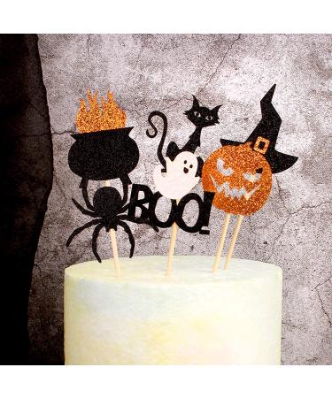 36 Pack Halloween Cupcake Toppers - Witch Hat, Spider, Pumpkin, Ghost, Cat Cupcake Picks - Ideal for Baby Showers, Birthdays, Halloween Parties - Cake Decor Supplies (Pattern 1) - Buy Online on SooperMarket.com