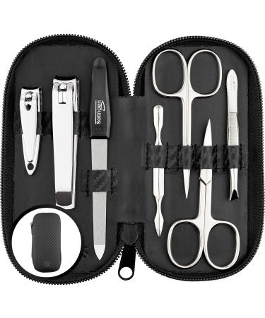 Manicure Set Solingen - comparison winner with top/performance - Art leather case handy and soft - 7 -part nail set for women and gentlemen marqus made of brilliant polished steel 9. Carbon