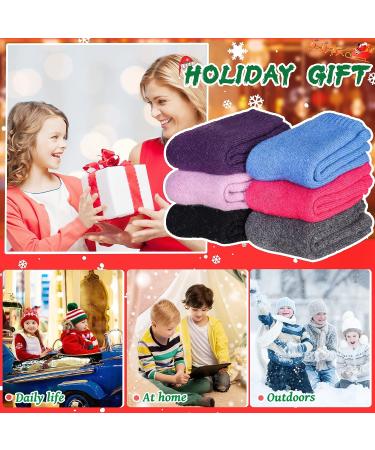 Winter Warm Kids Wool Crew Socks - 6 Pairs Solid Color for Boys and Girls 4-7 Years - Buy Online on SooperMarket.com