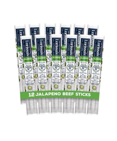 Lorissa’s Kitchen Grass Fed Beef Sticks Jalapeno 1 oz. Pack of 12 – Made with 100% Grass-Fed Beef No Added Nitrites or Nitrates - Keto Friendly Snacks Gluten Free