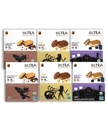 OLYRA Certified Organic Sandwich Biscuits Variety-Low Sugar High Fiber Protein Cookie (6 Boxes) Variety 5.3 Ounce (Pack of 6)