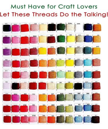 Atteret Embroidery Floss Kit - 108 Colors - Cotton and Metallic Threads - Organizer Storage Box - DMC Color Coding - Cross Stitch, Friendship Bracelets, String Crafts - Buy Online on SooperMarket.com