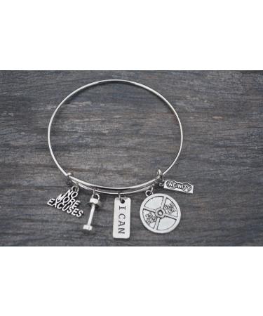 Infinity Collection No Excuses Exercise Bracelet | Weighted Barbell Charm | Perfect Workout Gifts for Fitness Enthusiasts - Buy Online on SooperMarket.com