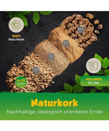 10L Cork Granulate for Terrariums | Rough Cork Substrate (4-12mm) - Ideal for Reptiles D cor & Model Building - Buy Online on SooperMarket.com