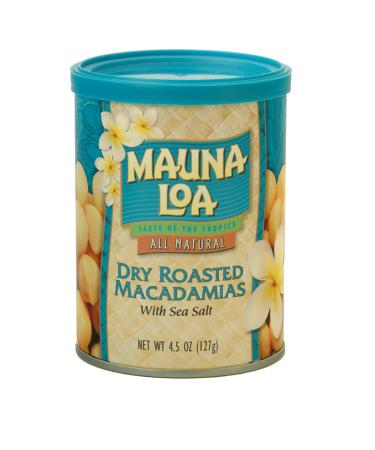 Mauna Loa Premium Hawaiian Roasted Macadamia Nuts, Dry Roasted with Sea Salt, 4.5 oz. Can (Pack of 3)