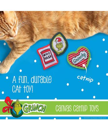 Dr. Seuss The Grinch Catnip Cat Toys 3 Pack - Small Catnip Infused Toys from The Grinch Who Stole Christmas Collection - 4 Inch Canvas Cat Toy for Cats - Buy Online on SooperMarket.com