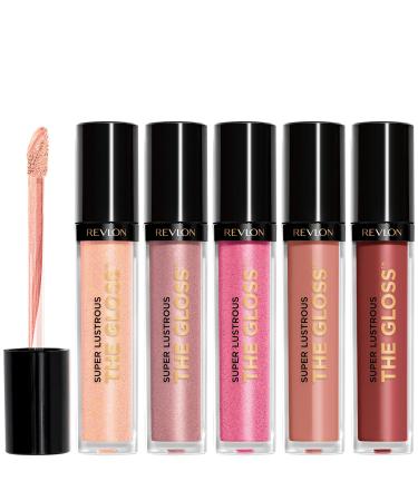 Lip Gloss Set by Revlon Super Lustrous 5 Piece Gift Set Non-Sticky High Shine Cream & Pearl Finishes Pack of 5 Cream & Pearl 5 Pack