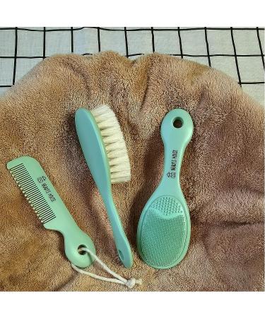 BRADYS HOUSE 3 Piece Baby Hair Brush & Comb Set - Soft Goat Bristle Hair-Brush, Silicone Bath Brush, Plastic Comb for Newborns, Infants, Toddlers & Kids - Buy Online on SooperMarket.com