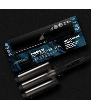 Revamp ProGloss Boho Beach Waver XL - 38mm Waver with 3 Barrels for Smooth Large Beach Waves | Variable Heat Levels & Automatic Switch-Off - Shop Internationally! - Buy Online on SooperMarket.com
