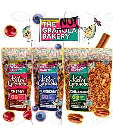 Blueberry Cherry Cinnamon Keto Granola Cereal Variety Pack | Low Carb Snack | 2-3g Net Carb | 11 oz (Pack of 3) - Buy Online on SooperMarket.com