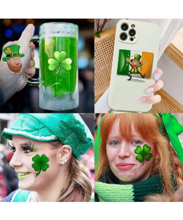 49 PCS St. Patrick's Day Tattoos Stickers - 3D Green Shamrock Temporary Tattoos for Kids, Women, Men - Irish Party Favor & Lucky Clover Accessories - Buy Online on SooperMarket.com
