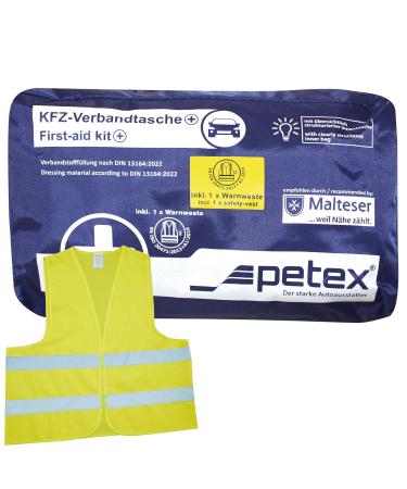 PETEX 2 in 1 first aid kit Plus contents according to DIN13164:2022 in blue first aid first aid kit first aid kit PLUS blue