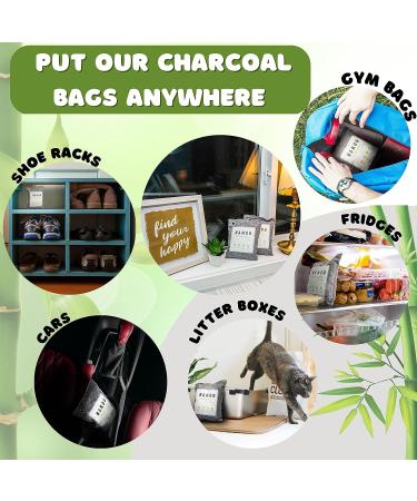 Namoo Natural Air Purifying Charcoal Bags - 10 Pack, Odor Eliminator with Hooks, Suction Cups - 200g x 4 Pack + 75g x 6 Pack - Buy Online on SooperMarket.com