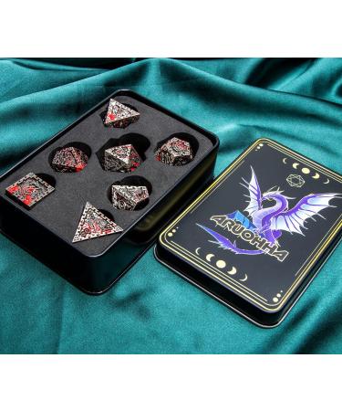 DND Metal Dice Set ARUOHHA Dungeons and Dragons Dice with Gift Box Polyhedral Dice Set Large D&D Dice for MTG Warhammer Pathfinder RPG D+D Roll Playing Dice 6 Sided D and D Dice D20 D12 D10 D8 D6 D4 Ancient Silver With Blood Splash - Buy Online on SooperMarket.com