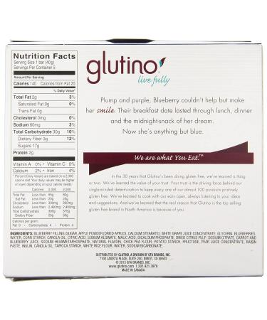 Glutino Gluten Free Blueberry Breakfast Bars - 5 Pack (1.41 oz each) - Buy Online on SooperMarket.com