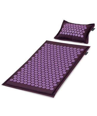 ProsourceFit Acupressure Mat and Pillow Set for Back/Neck Pain Relief and Muscle Relaxation Natural Royal Lilac