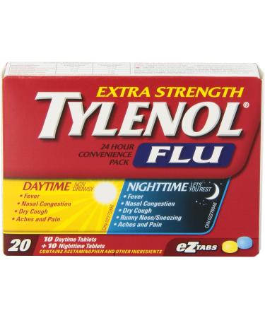 TYLENOL Extra Strength Flu eZ Tabs Relieves Flu symptoms Daytime 20ct - Buy Online on SooperMarket.com