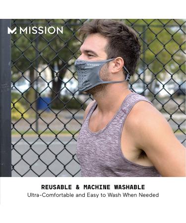 MISSION Sport Mask - Adjustable Strap for Custom Fit | Breathable & Reusable Face Cover in Navy Blue - Buy Online on SooperMarket.com