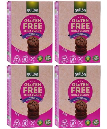 Gullon Gluten Free Chocolate Chip Cookies Selection 4 Boxes 200g GF Cookie Vegetarian Nut Wheat & Egg Free