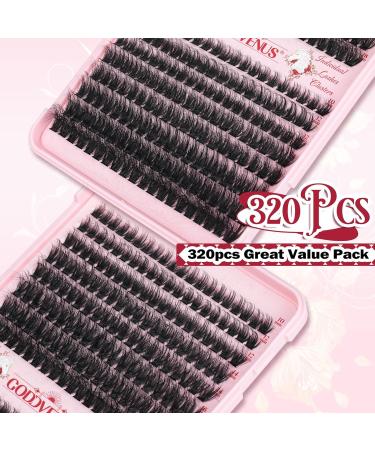 Thick Eyelash Extension Kit Lashes Individual Cluster 80D+100D Individual Eyelashes DIY Lash Extensions Kit with D Curl Russian Eyelash Extensions Bond and Seal Lash Glue Lash Tweezers by Goddvenus E-320PCS Fluffy 40D+50D - Buy Online on SooperMarket.com