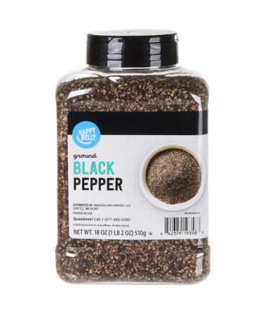 Amazon Brand - Happy Belly Black Pepper, Coarse Ground, 18 Ounce