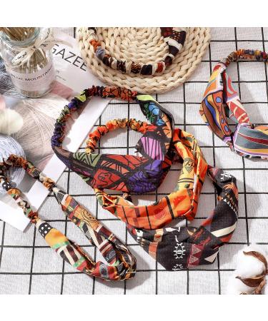 African Boho Print Headband Set - 6 Pieces Elastic Hair Bands for Women and Girls | Vintage Workout Yoga Sports Accessories - Buy Online on SooperMarket.com