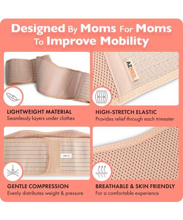 AZMED Maternity Belly Band for Pregnant Women - Pregnancy Support Belt for Abdomen, Pelvic, Waist & Back Pain Relief - Adjustable Maternity Belt for All Stages of Pregnancy & Postpartum - Beige - Buy Online on SooperMarket.com