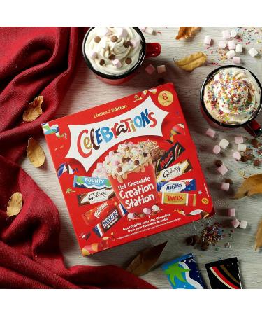 Christmas Celebrations Hot Chocolate Gift Box - Limited Edition 8 Sachets & 3 Toppings Creation Station 265g with Card - Perfect Stocking Filler or Secret Santa Gift - Buy Online on SooperMarket.com