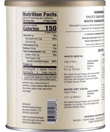 Ghirardelli Sweet Ground White Chocolate Powder 3.12 lb with Barista Spoon - Gourmet Flavor - Buy Online on SooperMarket.com