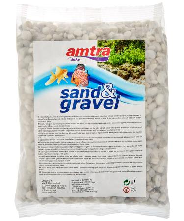 Amtra Gravel - Natural Aquarium Gravel Decorative Soil Coarse White Grains Size 4-8mm Size 1kg Packaging May Vary Gravel White 1 KG