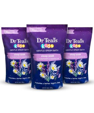 Dr Teal's Kids Gentle Epsom Salt, Sleep Soak with Melatonin, 2 lbs (Pack of 3)