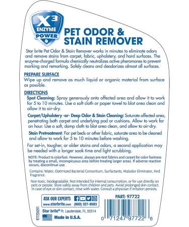 STAR BRITE Multi-Surface Pet Odor & Stain Remover Spray - Triple Enzyme Neutralizer - 22 OZ | Effective Pet Stain Solution Worldwide - Buy Online on SooperMarket.com