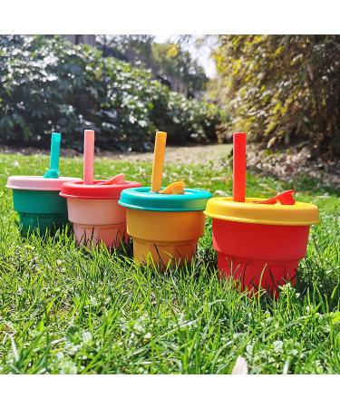 Farship Lifestyle Kids Cup with Straw and Lid - Reusable 12oz Silicone Mug for Teens - Spill-proof, Shatter-proof, BPA Free - Dishwasher Safe Tumbler for Children - Orange & Red 11oz - Buy Online on SooperMarket.com