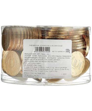 Theobroma Goldgeld Chocolate Euros - 1kg Tin of Loose Chocolate Coins | International Shipping Available - Buy Online on SooperMarket.com