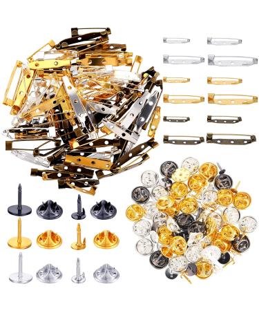 200 Pieces Brooch Bar Pins Butterfly Clutch Pins Blank Pins Set Safety Catch Back Pins Butterfly Clutch Tie Tacks Pin Backs with Blank Pins for Crafts Projects Badge Name Tags Jewelry Supplies