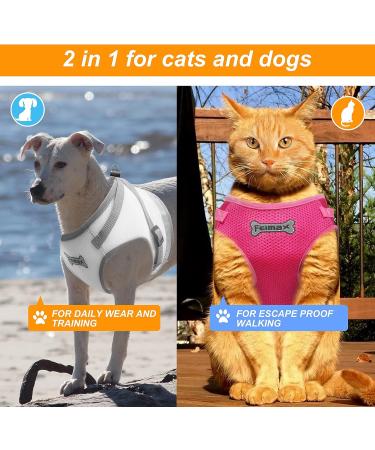 FEimaX Escape Proof Cat Harness and Leash Set - Adjustable Soft Mesh Vest for Outdoor Walking - Reflective Small Dog Cat Harness in Rose Pink - Size S (Chest Girth 10'' - 12'') - Buy Online on SooperMarket.com
